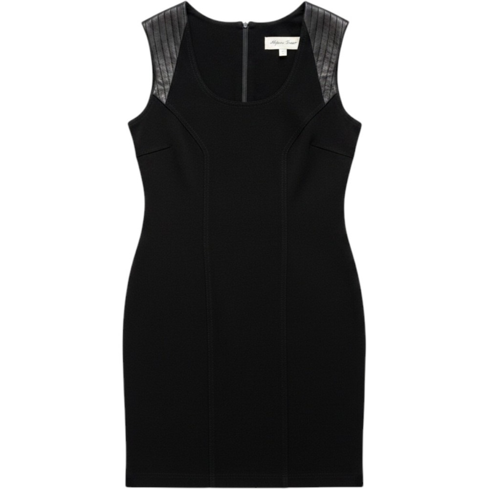 Fifteen‎ Twenty Quilted Leather Shoulder Sheath Dress Black Size S